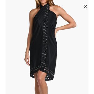 L'AGENCE Emmeline Grommet Trim Cover-Up Pareo in Black